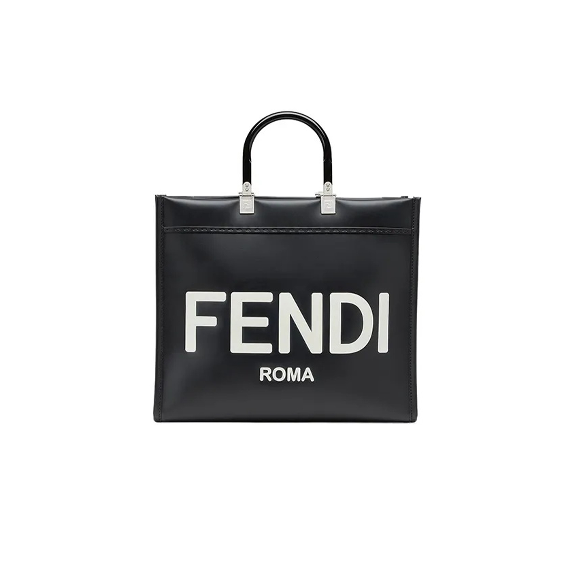 FENDI SUNSHINE MEDIUM BLACK LEATHER TOTE BAG 8BH386ABVLF1DG7 (35*31*17cm)